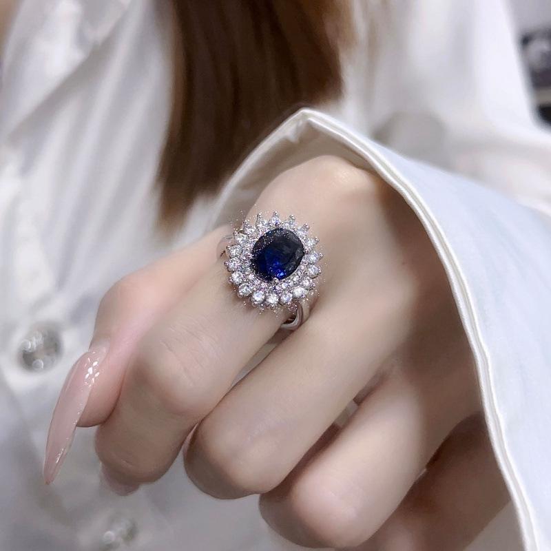 Elegant Sapphire Gemstone Jewelry Set: Necklace, Ring, & Earrings for Women