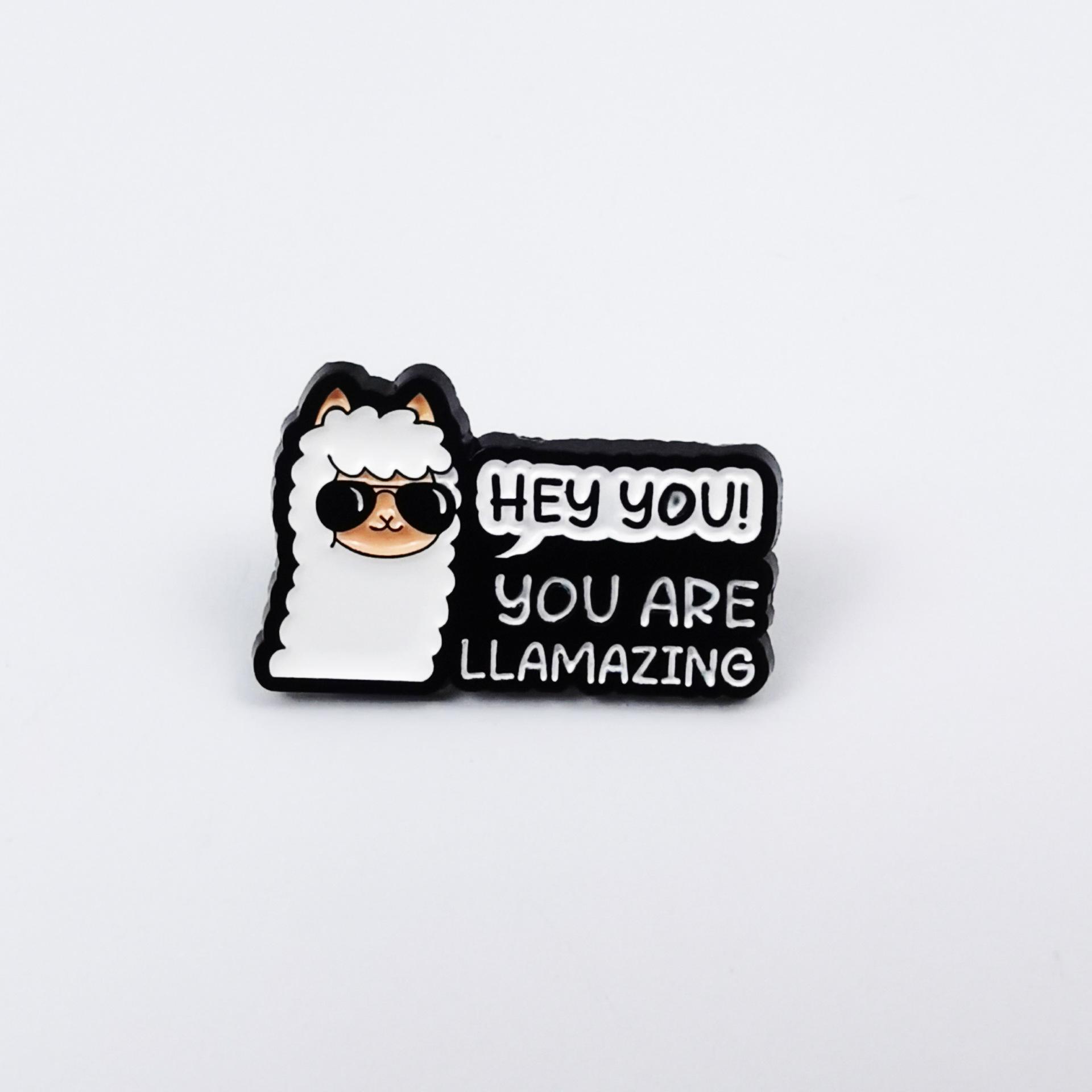 European & American Style Sheep Brooch: Cute Cartoon Sunglasses Animal Alloy Badge with English Letter Decoration