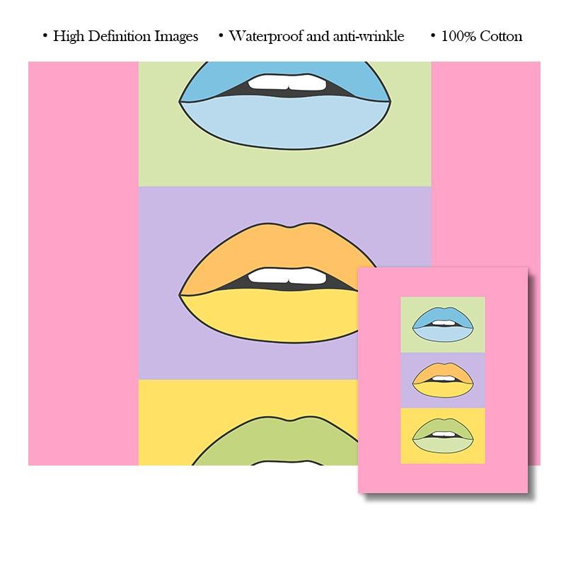 Retro Lippen Galerie Wanddrucke Trendige Sonnenuntergang Bunte Bilder Boho Rosa Ästhetik Ausgefallenes Leinwandgemälde für Wohnheim Teenagerzimmer Dekor