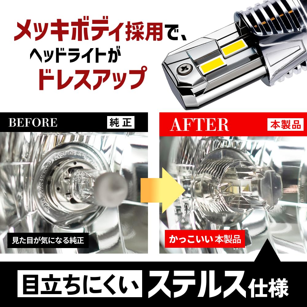 HID-YA H4 LED Motorcycle Headlight 21600cd (Candela) [Wiringless] Explosive Light Vehicle Inspection Compatible with
