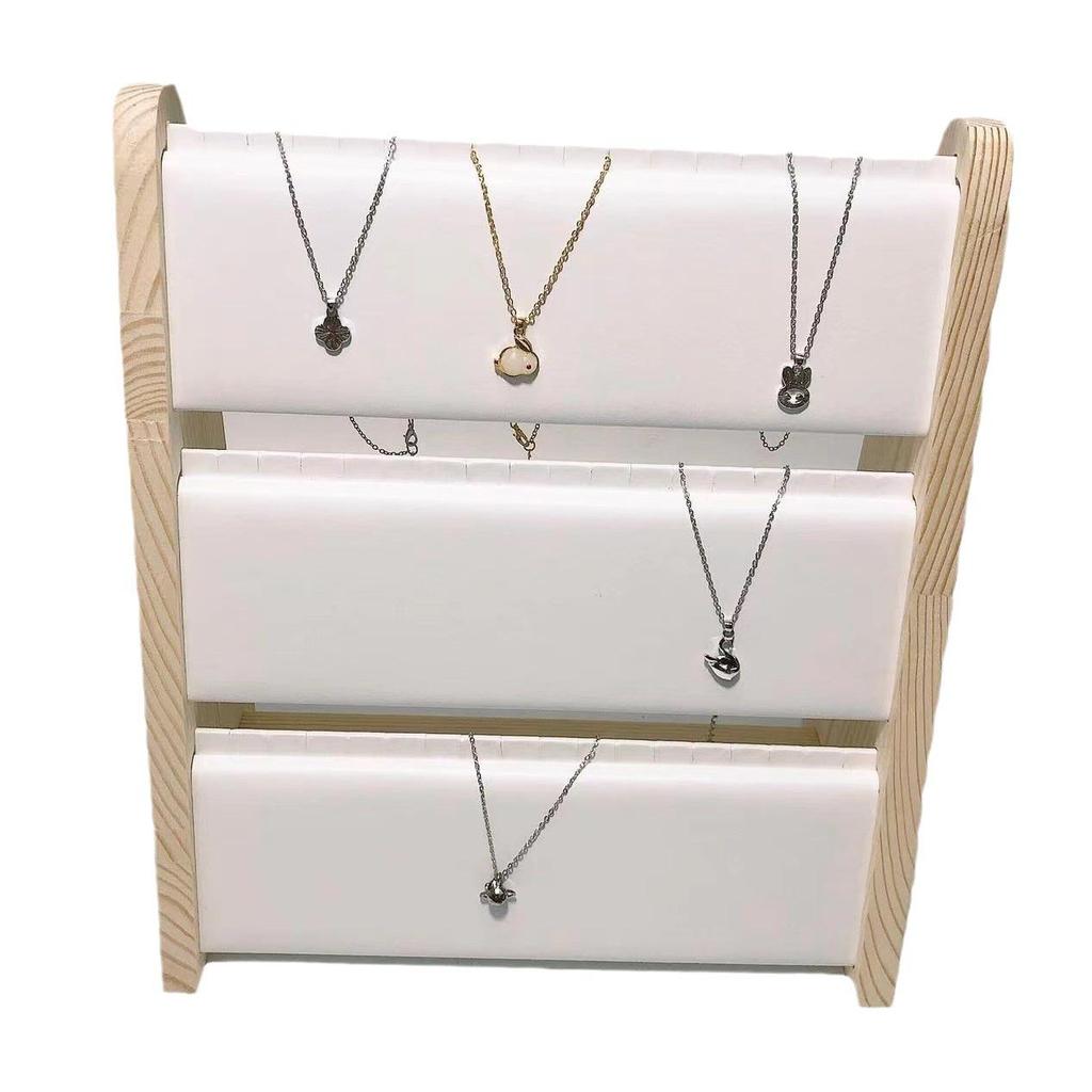 Solid Wood Three-Tier Necklace Stand - Jewelry Display and Storage Hanger