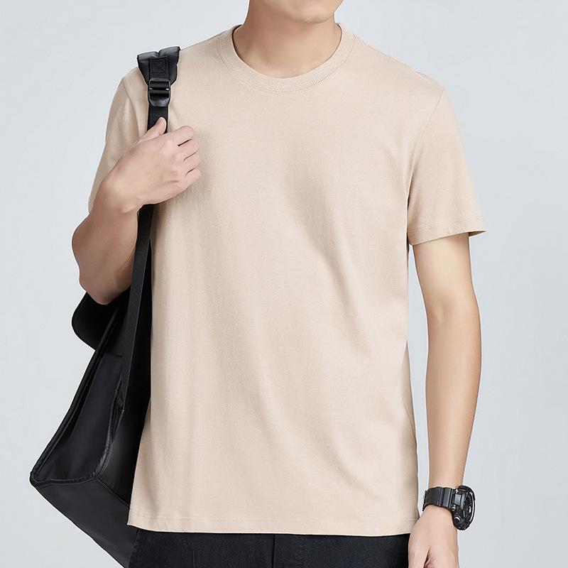 Men's Slim Fit Summer T-Shirt - Plain Color, Round Neck, Short Sleeve Fashion Trend 