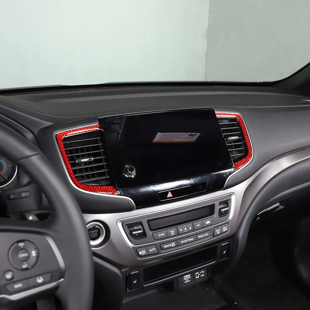 Center Console Air Vent Frame Trim for Honda Pilot 2019-2022/ Ridgeline 2021-2023/ Passport 2019-2023, Carbon Fiber Car Center Consoles Air Condition