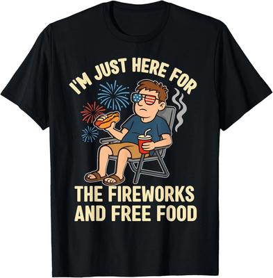 Funny 4th of July Shirt Men Women Im Just Here for Fireworks Gift Unisex T-Shirt
