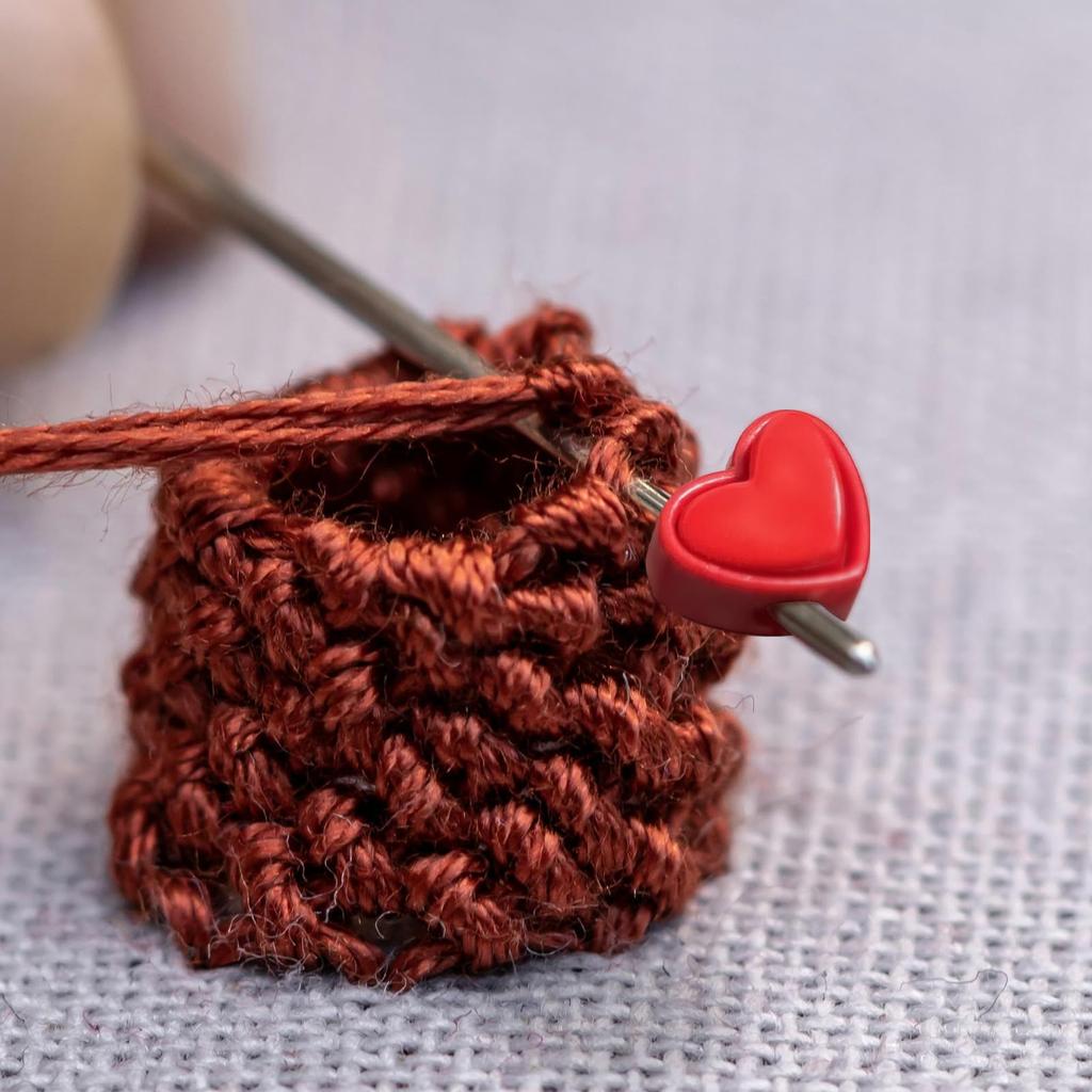 5 Stück/Set Bunte Stricknadel-Stopper Herzförmige Doppel-Loch Nadelspitzen-Schutz DIY Strickzubehör