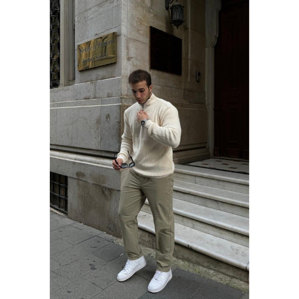 Men's Half Zipper Stand Collar Thick Sweater Knitwear