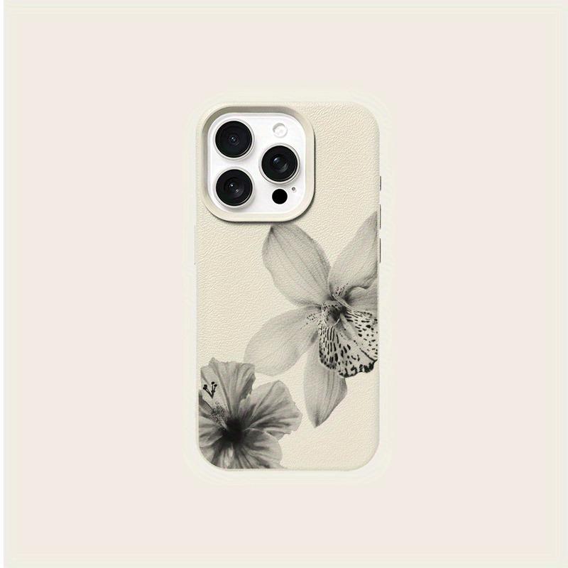 

Creative black and white flower phone case, suitable for iPhone 17, 16, 15, Plus, Pro, Max series phones - can be used as a gift iPhone 12 Pro слонова кістка