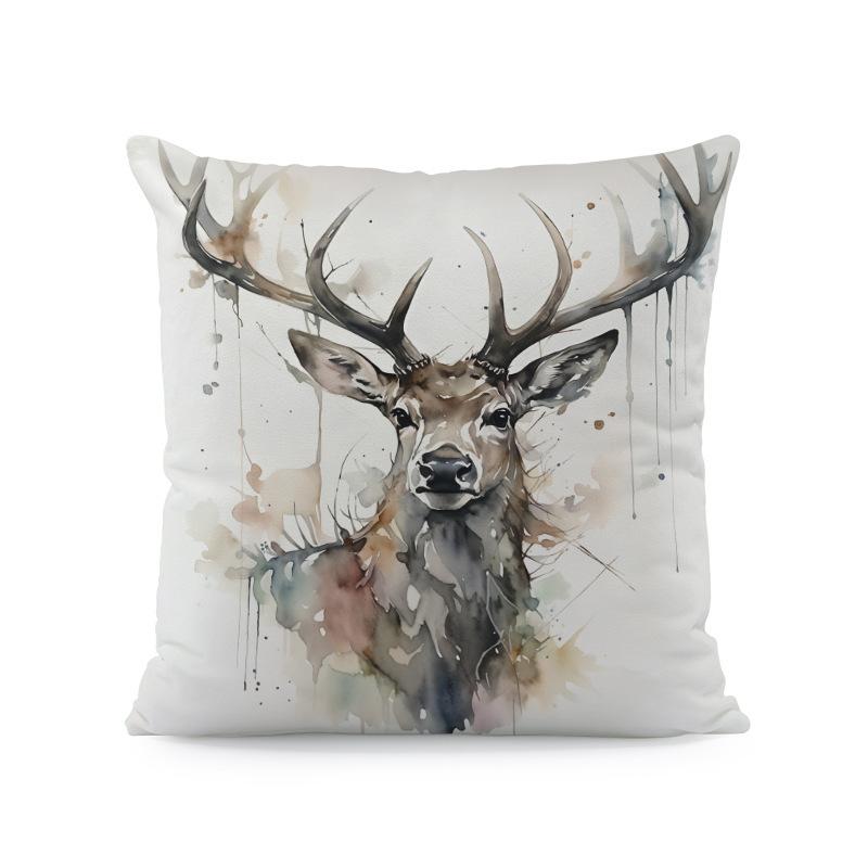 Exotic Cat Print Pillow Cover Zipper Closure Removable Fine One-Side Design Vibrant Blue & Golden Floral Pattern Bedroom, Sofa, Car Pillowcase