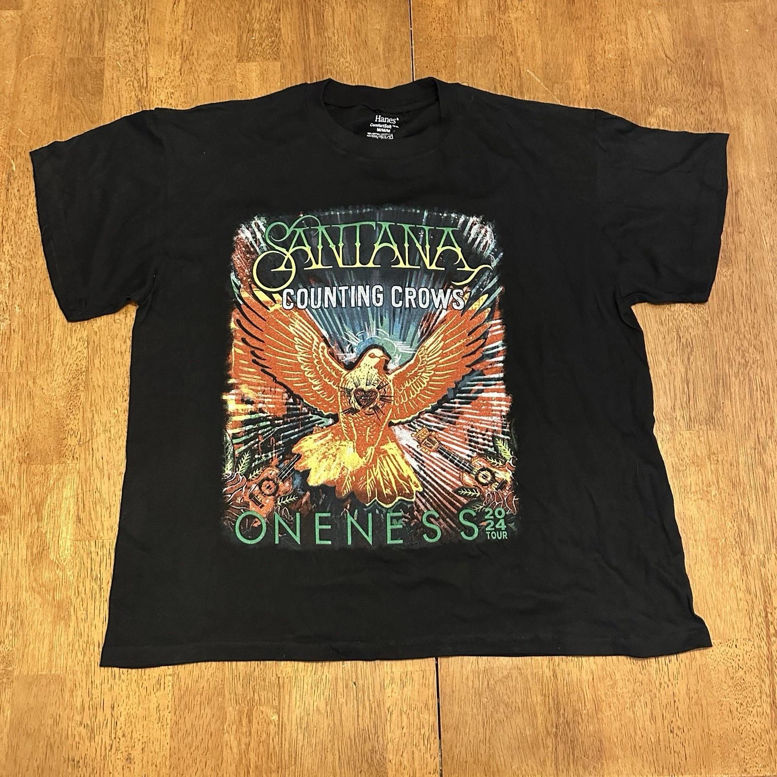 Santana 2024 Oneness Tour T Shirt Medium Counting Crows Black Band Tee L