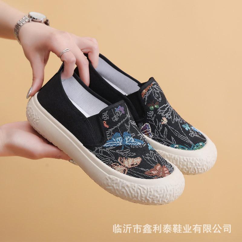 Spring New Canvas Women's Shoes Lazy One-pedal Platform Fisherman Shoes Fashion Casual Cloth Shoes Women