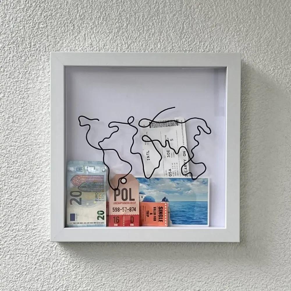 Travel Adventure Archive Box Ticket Shadow Box Photo Frame for Wall and Table Top Display Keep Memories Home Decor Storage Sbox