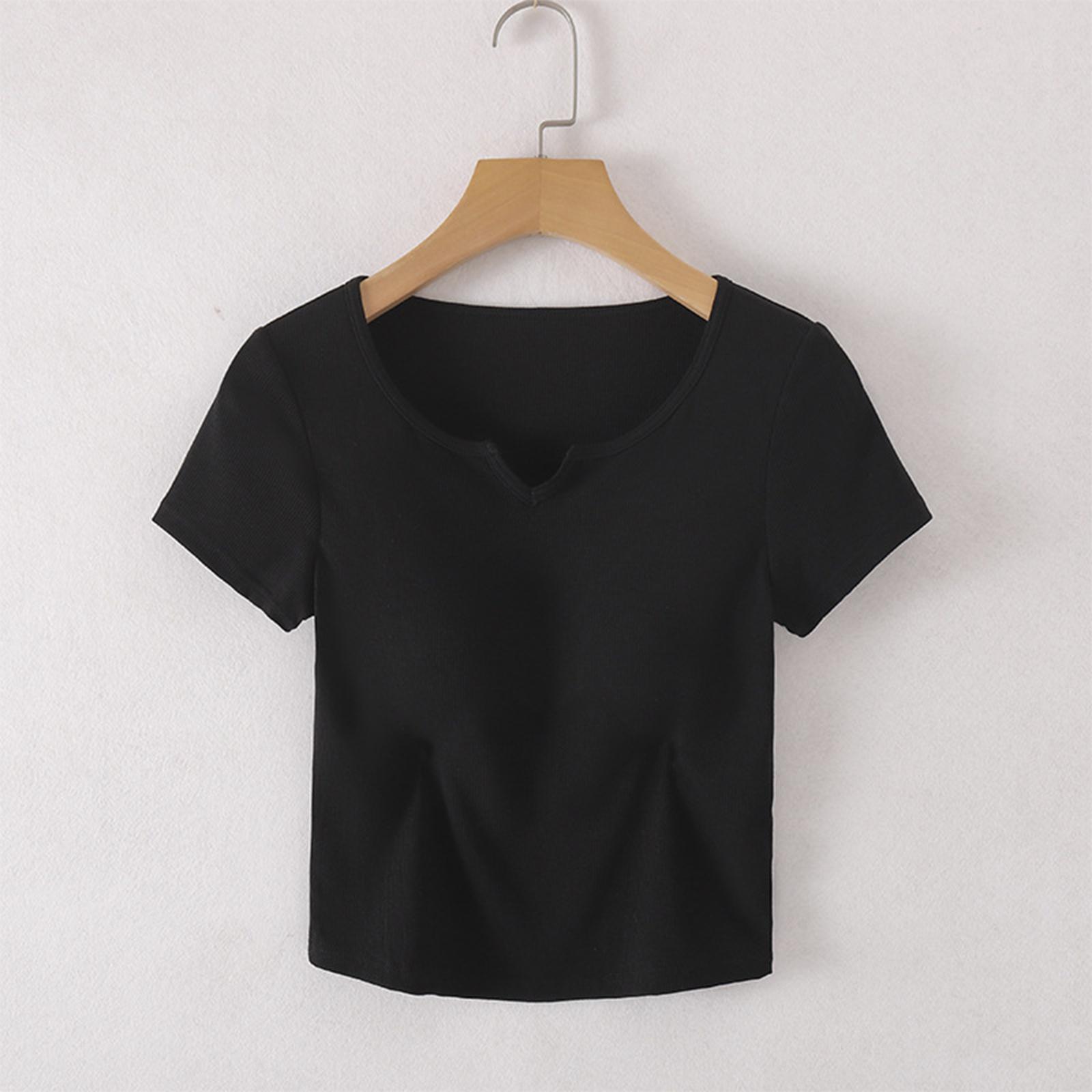 

Женские спортивные топы для йоги и фитнеса с вшитыми чашечками, с короткими рукавами L чёрный