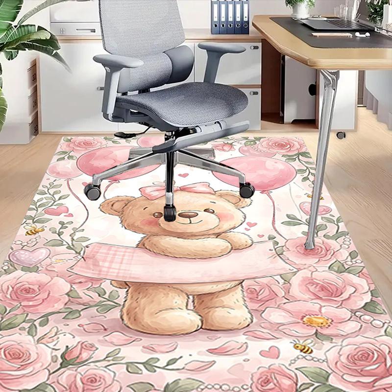 1PC Teddy Bear Pink Non-Slip Floor Carpet, Office, Family, Bedroom, Studio - Large Area Rug, Vibrant Colors-C0491