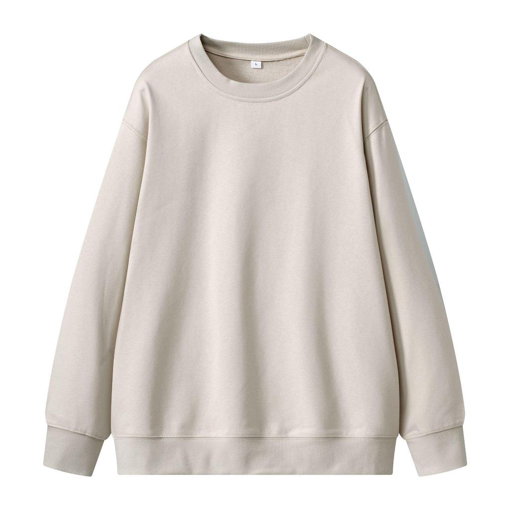 Unisex 430g Heavyweight Round Neck Sweatshirt - Solid Color, Basic Style, High-Quality Cotton Feel