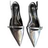 Pointed thin heel medium heel shoes women's 2025 spring and summer new one-word belt buckle low heel bag head sandals single shoes