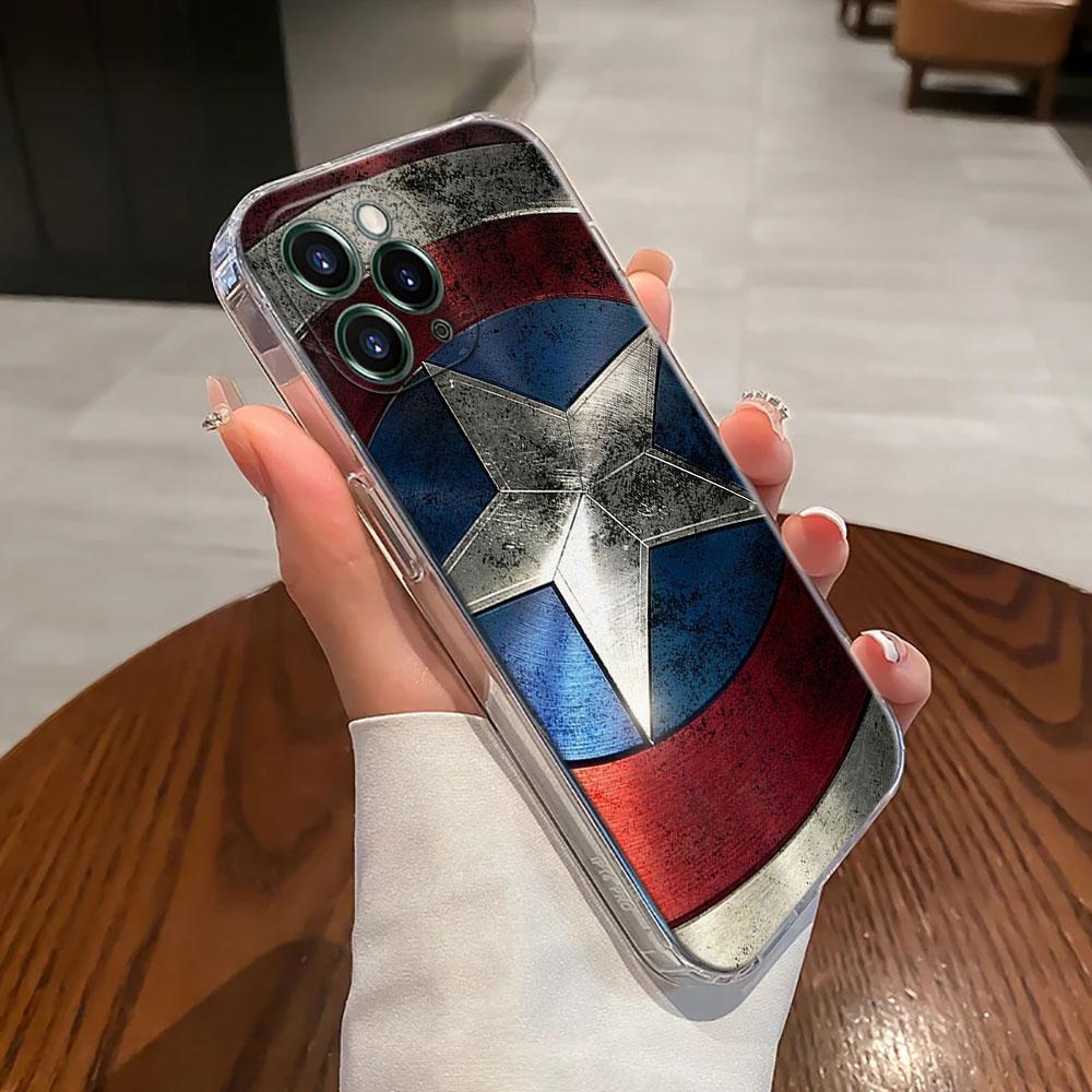 Marvel Cap USA Ironman Hulk Transparent Phone Case For iPhone 17 Pro Max 17E 11 12 13 14 15 16 Pro Max Plus 17 Air 16E 7 X Cover