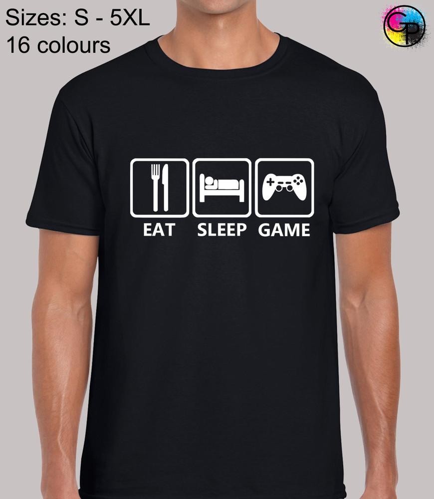 

Eat Sleep Game Joke Gamer Gaming Regular Fit T-Shirt Top TShirt Tee for Men S