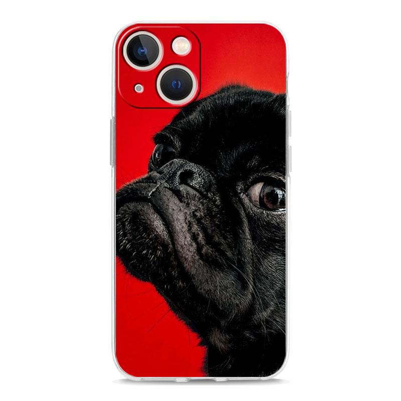 Phone Case For iPhone 17 Cases iPhone Air 16 15 12 13 14 Pro Max 7 8 Plus 16Pro iPhone11 Soft Cover Animal Pug close up