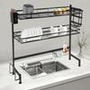 2-Tier Over Sink Dish Drying Rack with Cutlery Holder, Extra-Large 32 Inch Kitchen Counter Organizer, Draining Board for Dishes