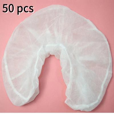 50 Peças/pacote Capas de Encosto de Cabeça Ajustadas Descartáveis Capas de Berço para Descanso Facial de Massagem Cor Branca Fronha em Forma de U Elástica Não Tecido