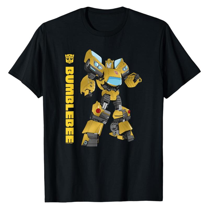 

Transformers Print TShirt Bumblebee Side Profile Printed Crew Neck Trendy Urban Streetwear Casual Cotton Tops S