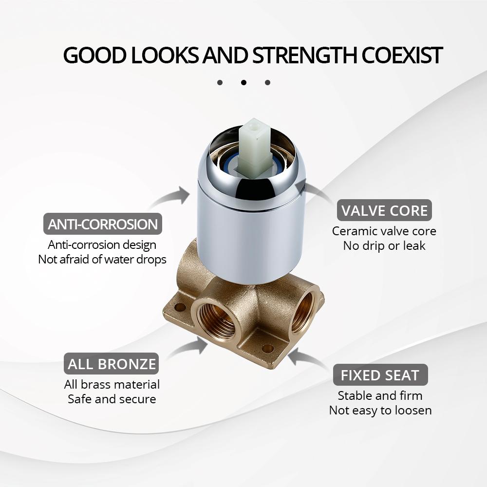 8-12 Inch Double Shower Head Brushed Rose Gold Shower Mixer 3 Concealed Handles Wall Mounted Hot & Cold Wall Mounted Tap