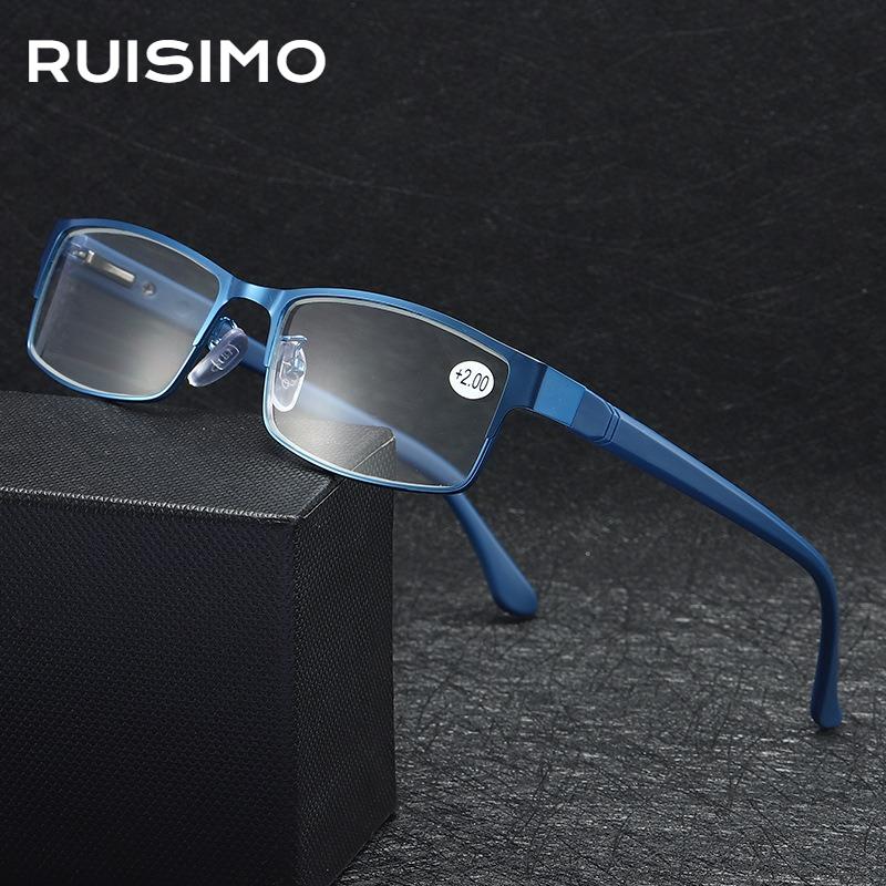 2PCS Fashion Business Reading Glasses for Men Titanium Alloy Frame Readers Eyewear Ultra Light Resin Lens Presbyopia Glasses