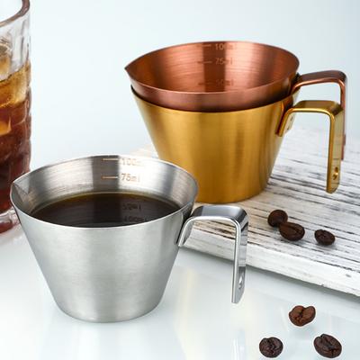 Stainless Steel Espresso Measuring Cup with Scale 100ml Capacity Mini Pouring Cup with Handle Food Grade Accurate Measuring Cup for Coffee Milk