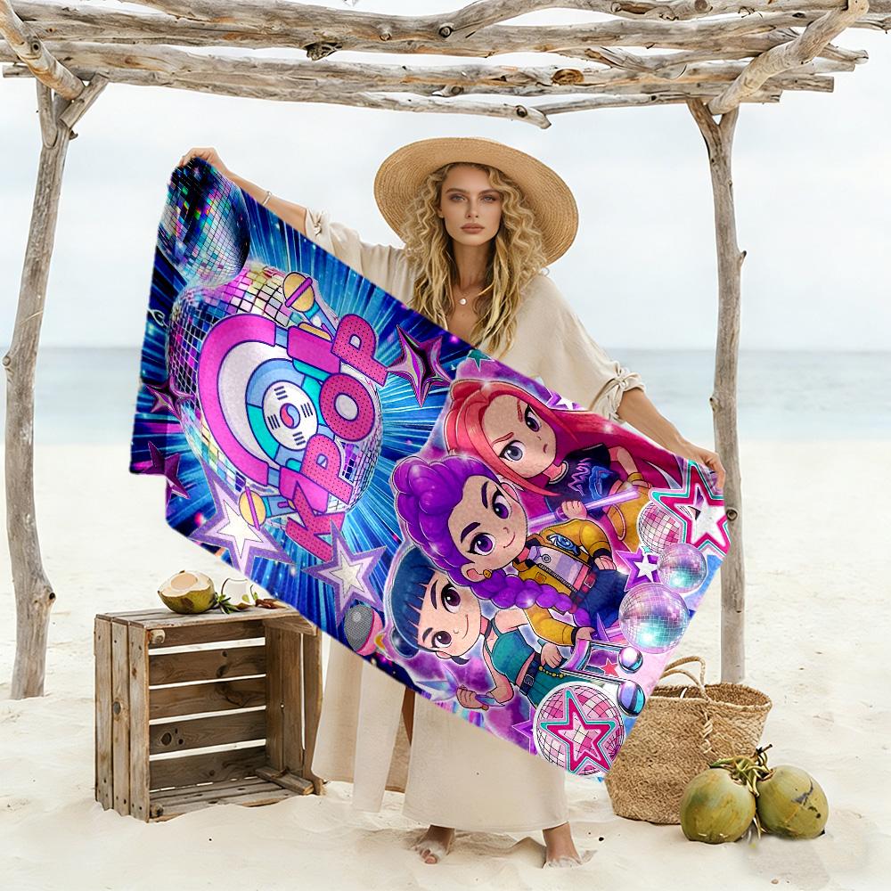 Kpop Demon Hunter Girls Beach Towel Soft Durable Quick-Dry Comfortable Lightweight Portable for Swimming,Beach,Camping, Travel