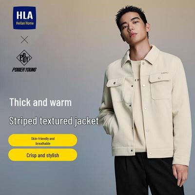 HLA Men's Striped Lapel Autumn Jacket