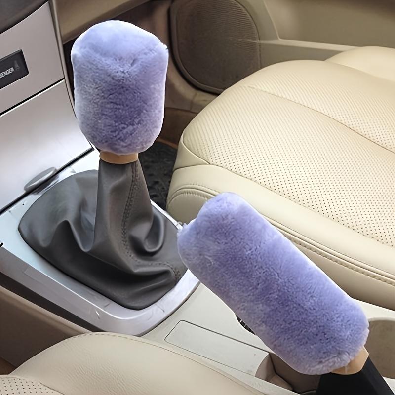 2pcs Car Handbrake Cover & Gear Lever Cover - Plush Winter Insulation, Car Interior Decoration - for Winter Use - Suitable for Car Owners
