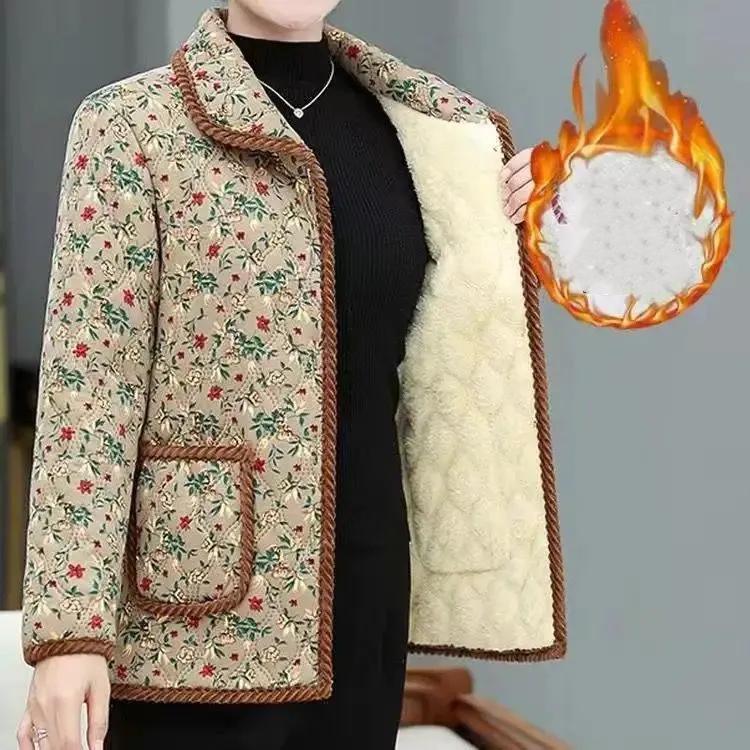 

Женская зимняя утепленная верхняя одежда для среднего и пожилого возраста, куртка с бархатной подкладкой XL кофейный