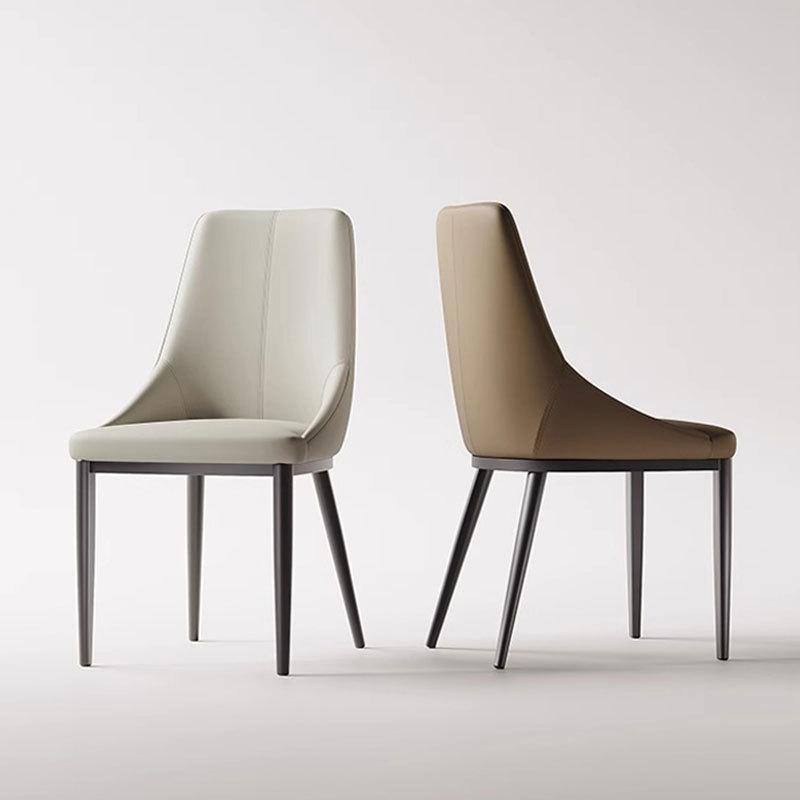 Modern PU Leather Dining Chairs with Metal Legs Restaurants Hotels Chairs Coffee Shop Backrests Comfortable Vintage Sofa Chairs