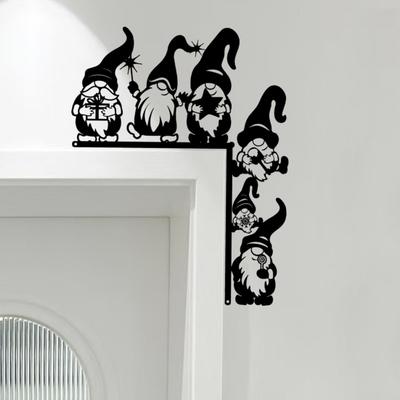 Yousheng Christmas Gnome Door Frame Decoration Iron Faceless Dwarf Door Corner Sign Hollow Elf Front Door Edge Topper Sitter Ornament