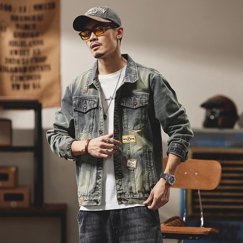 Xintang Men's Wear | Retro Denim Jacket - Trendy Loose Fit, Casual Hong Kong Style for Spring and Autumn