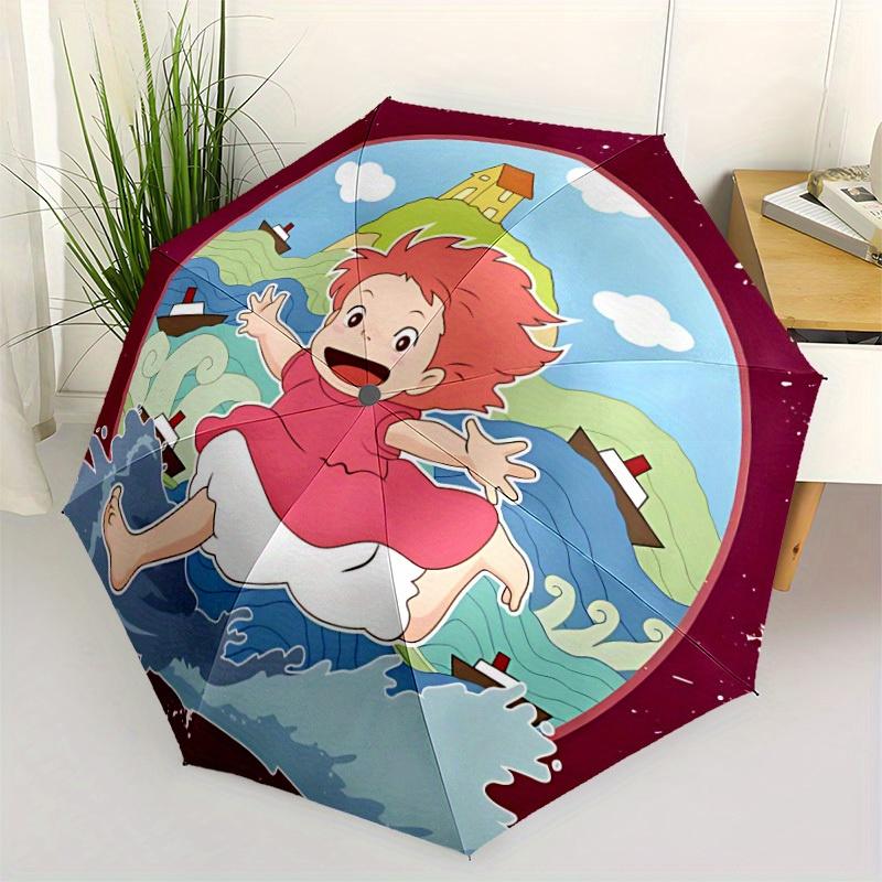 Spirited Away Automatic Folding Umbrella with Sturdy Iron Frame, Portable Compact Travel Umbrella All-Season Use Parties 0807059