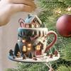 Weihnachtsbaumschmuck Tasse Hausform Weihnachtsfeier Anhänger Acryl Dekor 2D Festlicher Anhänger für Feiertagsflur