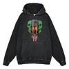 Heavyweight 440g Washed Vintage Denim-Style Anime Hoodie Men Streetwear Casual Sweatshirt