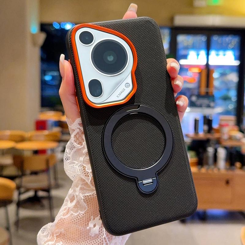 For Huawei Pura 70 70 Pro 70 Ultra solid color rotating magnetic stand anti-drop and anti-fingerprint phone case For Pura 70 Pro чёрный