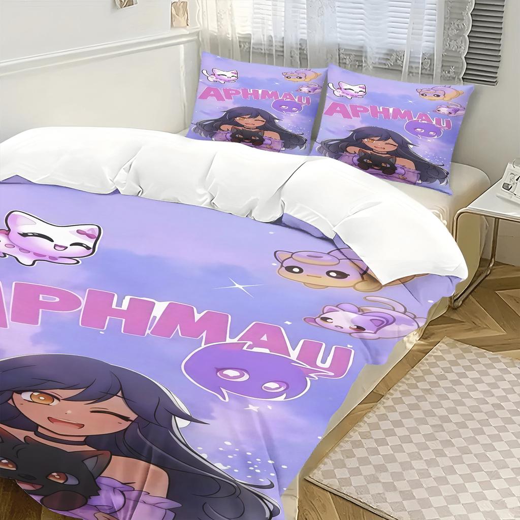 Cartoon Bedding Set Duvetcover Set Single Double King Size Kawaii Cartoon Aphmau Adult Boys Bedroom Duvet Cover And Pillow Case