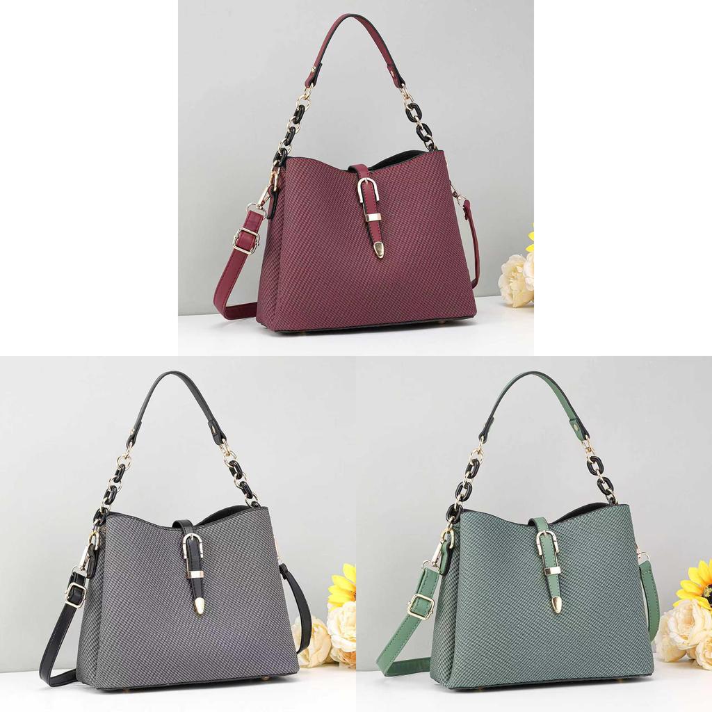 Womens Large Capacity Pu Water Bucket Bag With Zipper Closure For Daily Use