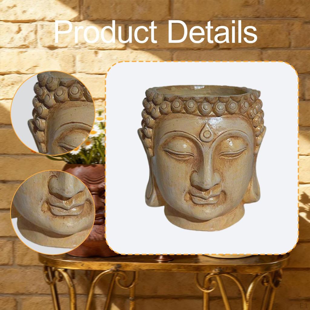 Buddha Head Flower Pot Chinese Bonsai Ornaments Indoor Plants Plant Traditional for Desk Garden