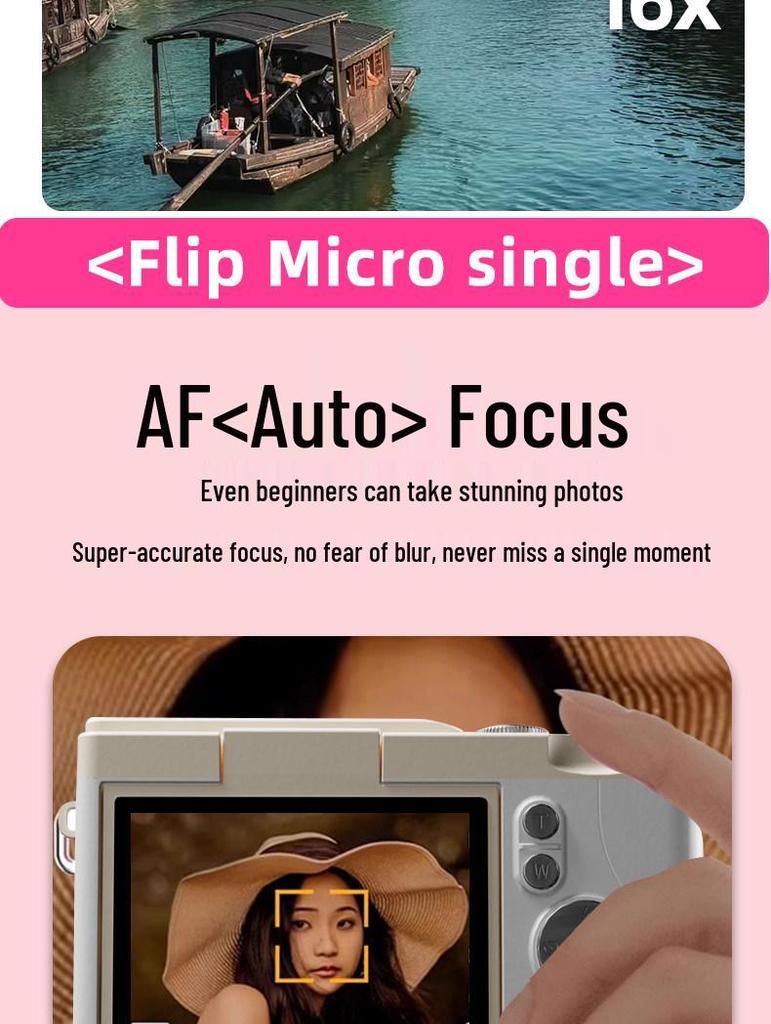 Digitalkamera mit CCD-Sensor und zwei Objektiven - Retro-Klapphandy-Stil, Perfekt für Schüler und Kinder, Verbindung zum Handy.