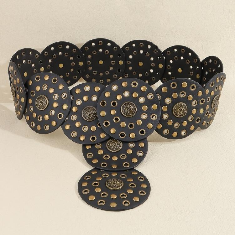 Girls PU Belt Motorcycle Adjustable Grommet Waist Belt Fashion Enthusiasts Belt Coat Dress Female Decorative Waistband