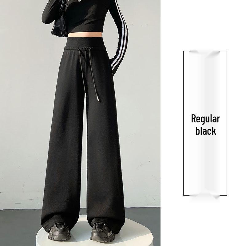 Women's American-Style Wide-Leg High Waist Sweatpants: Tummy Control, Loose Fit, Casual, Floor-Length for Spring & Autumn