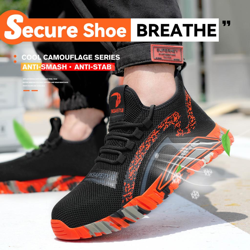 Fashion Lightweight Steel Toe Safety Shoes Men Anti-puncture Work Shoes Men Breathable Industrial Shoes Indestructible Work Safety Boots
