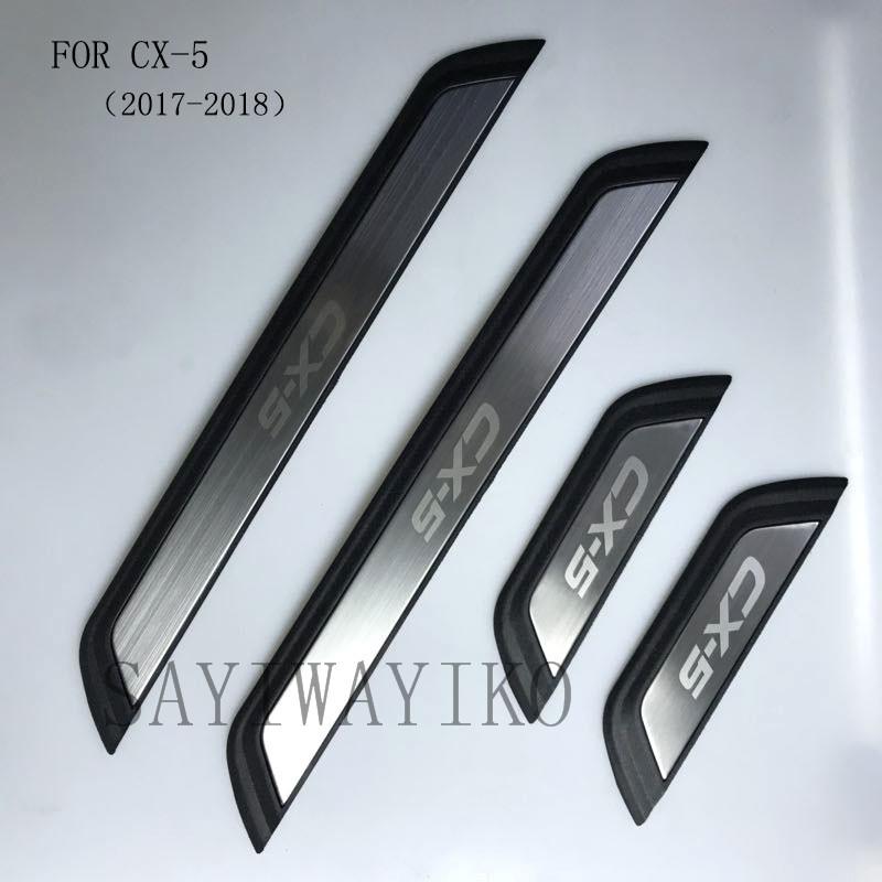 FIT For CX-5 Cx5 2018 2017   Door Sill Scuff Plate Welcome Pedal Stainless Steel Car Styling Car Accessories FOR CX-5