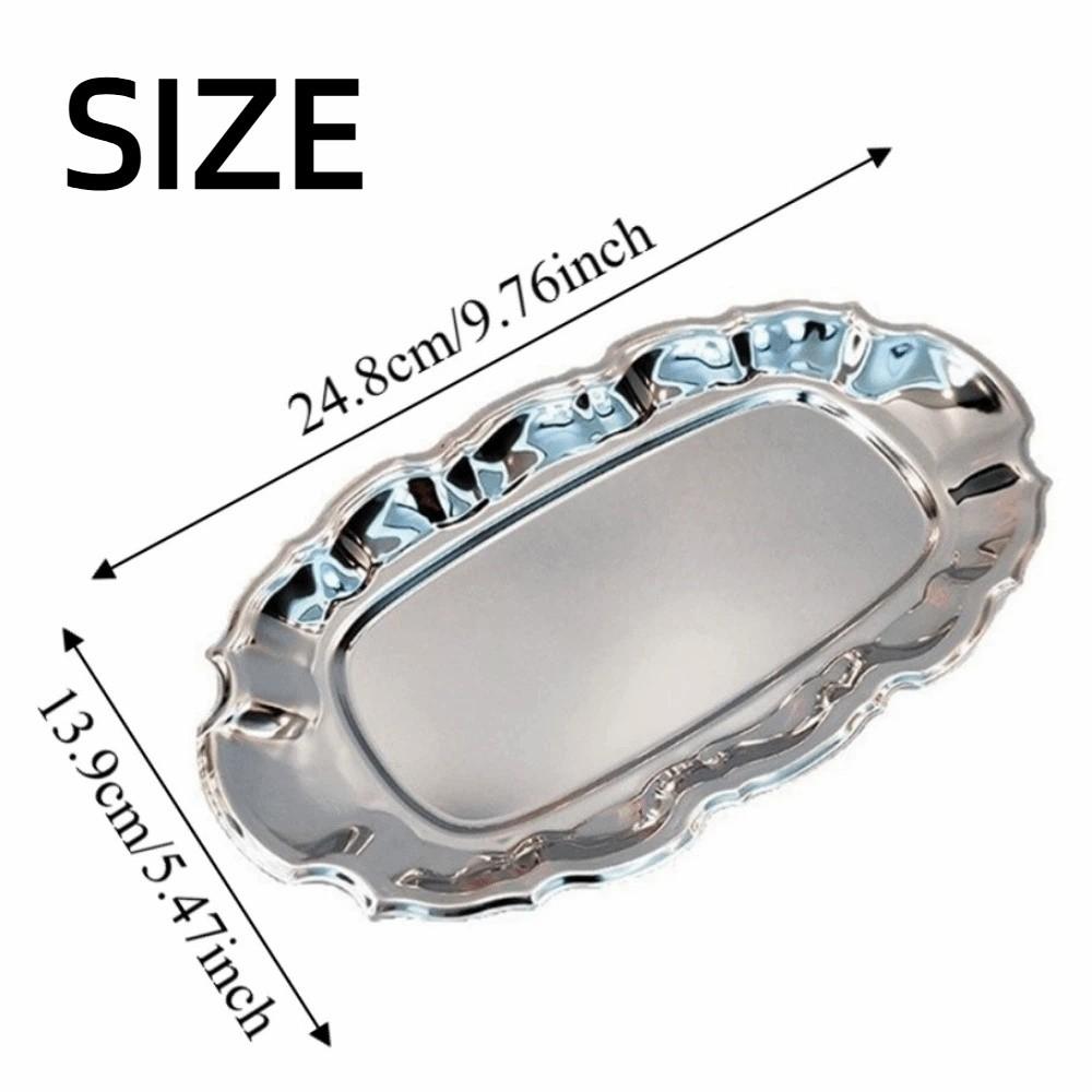 Wavy Edge Vintage Display Tray Mirror Face Dessert Storage Plate Embossed Cake Tray  Household Use