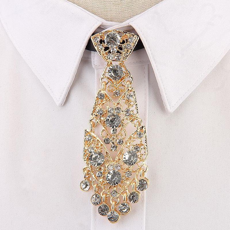Crystal Neckties Trendy General Korean Wine Party Wedding Ceremony Metal Short Luxury Tie Fashion Personality Men Accessories
