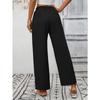 Summer New Women's Casual Drawstring Flowing Trousers Wide Leg Pants with Pockets